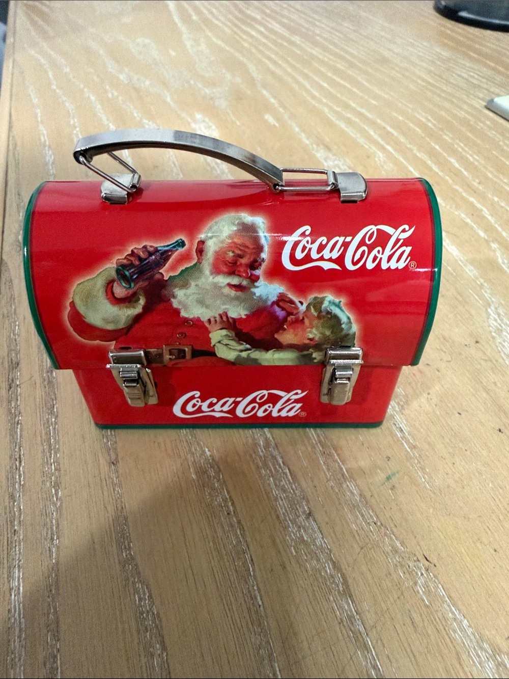 Coca-Cola Red Santa Holiday Lunch Box with Silver Hardware
